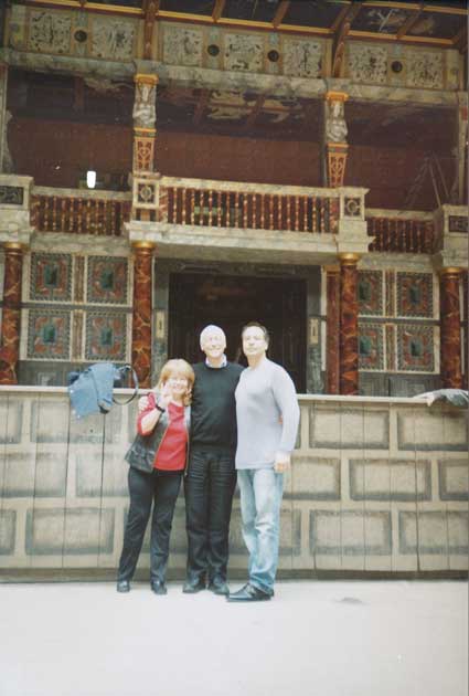 Peter Kyle, Alexander Kanevsky and artist’s mother, Alla Kanevsky, infront of the stage of the “Globe” in April of 2007